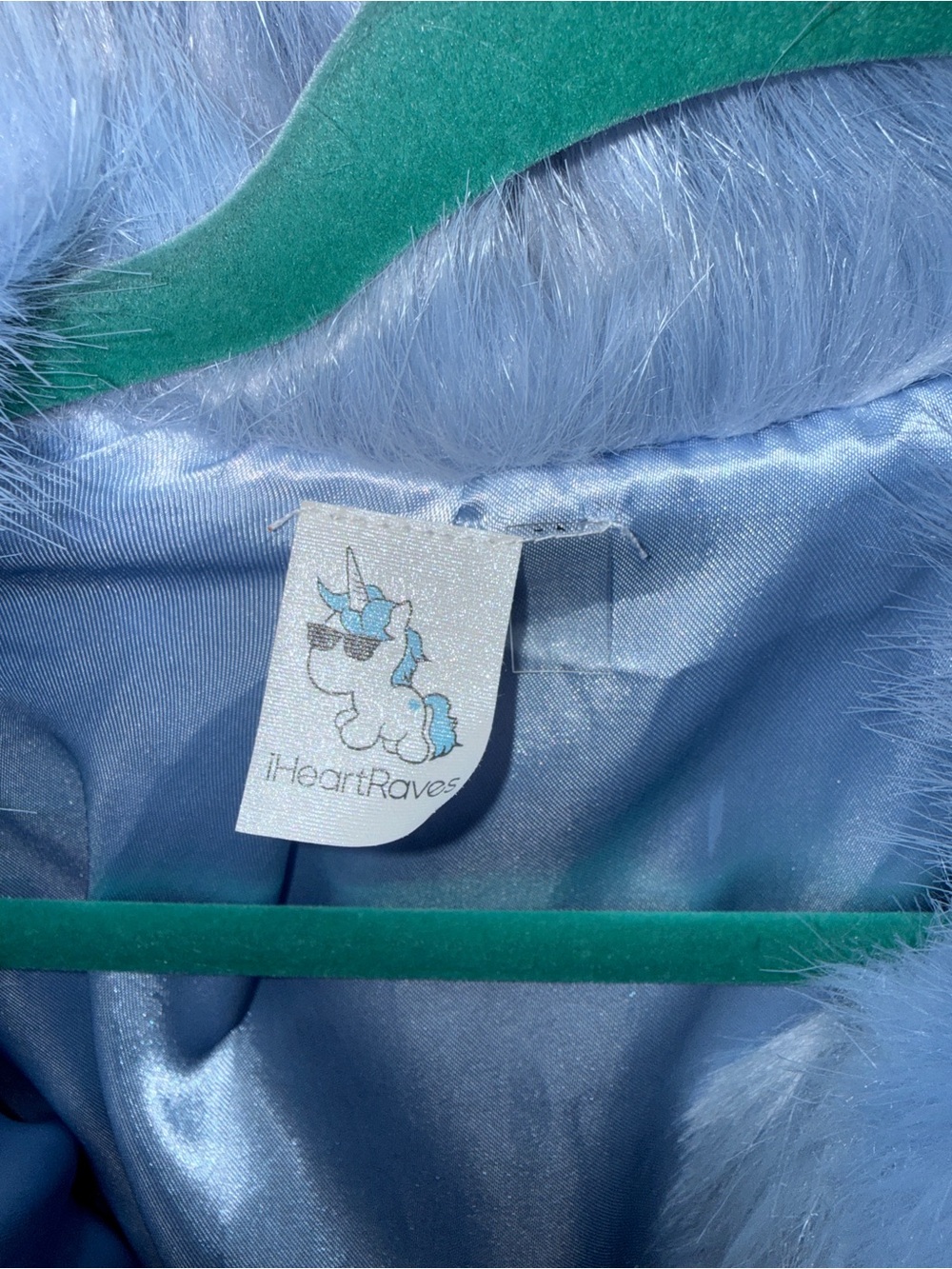 iHeartRaves Light Blue Faux Fur Cropped Puffer Jacket - Picture 2 of 10